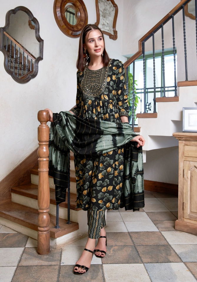 Shanaya Vol 4 By Mystic 9 Rayon Embroidery Kurti With Bottom Dupatta Wholesale Market In Surat
